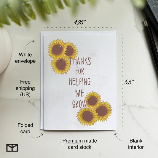 Thanks for Helping Me Grow Appreciation Card