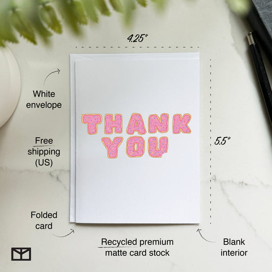 Pink Sprinkles Donut Thank You Card