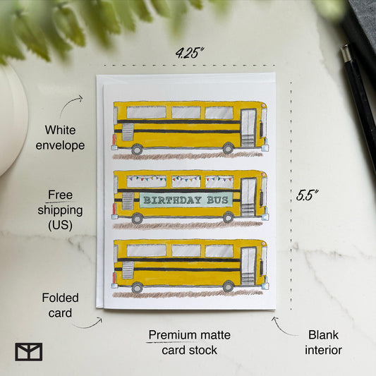 School Bus Birthday Card