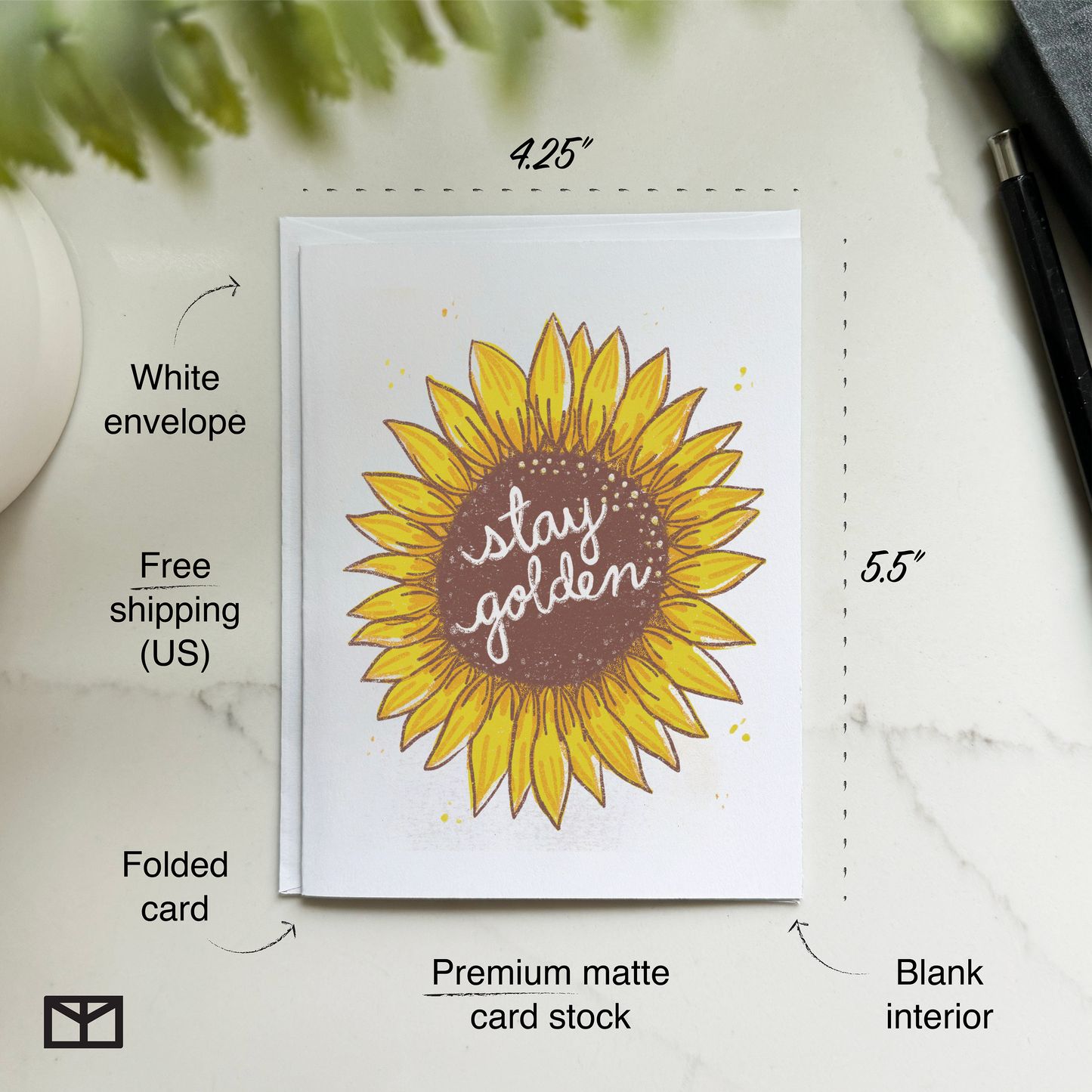 Stay Golden Sunflower Encouragement Card
