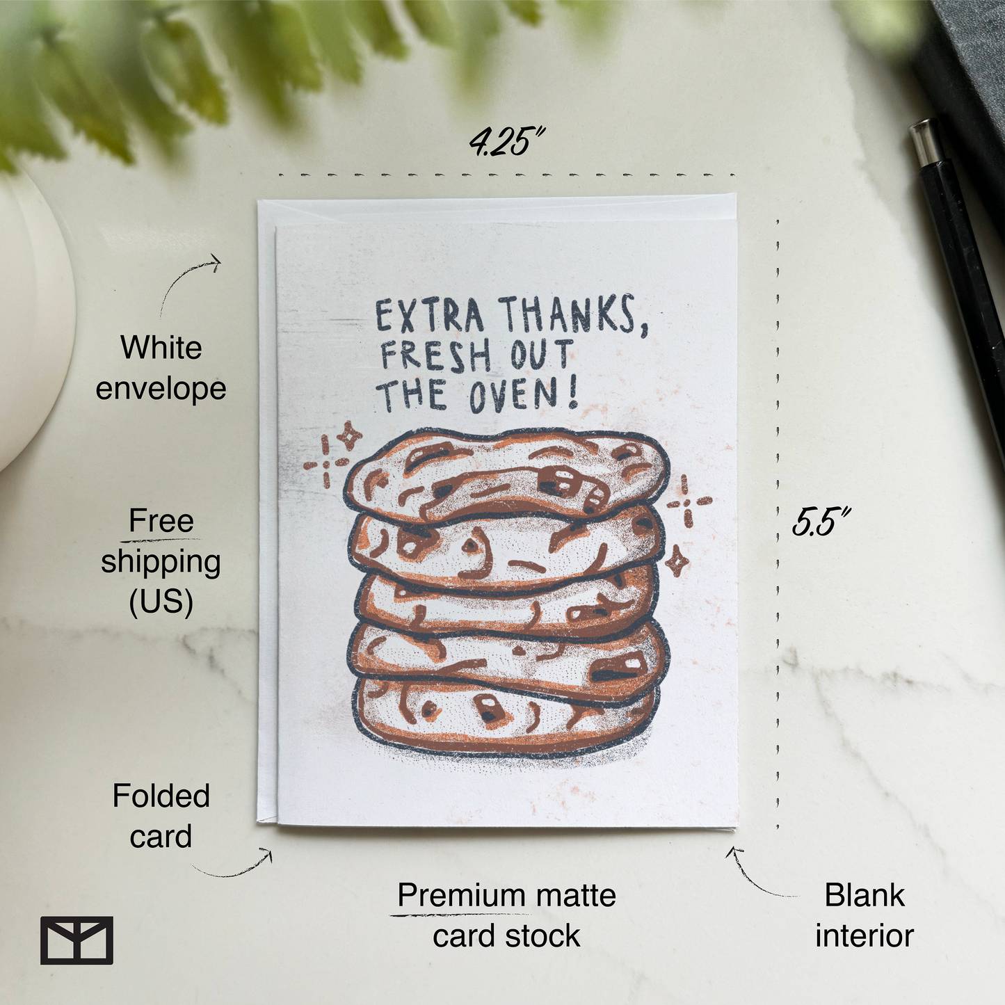 Chocolate Chip Cookie Thank You Card