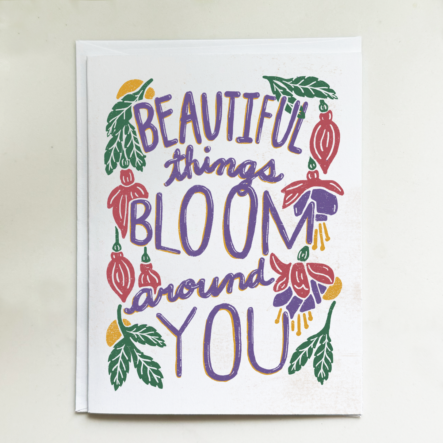 Beautiful Things Bloom Around You Fuschia Card