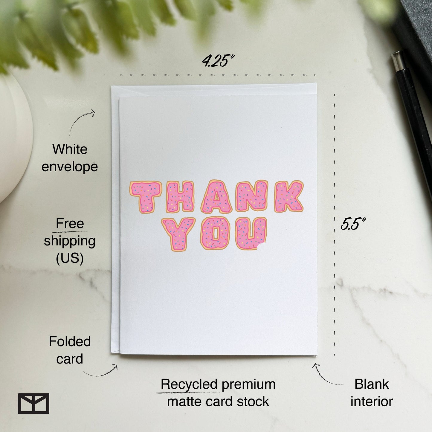 Pink Sprinkles Donut Thank You Card