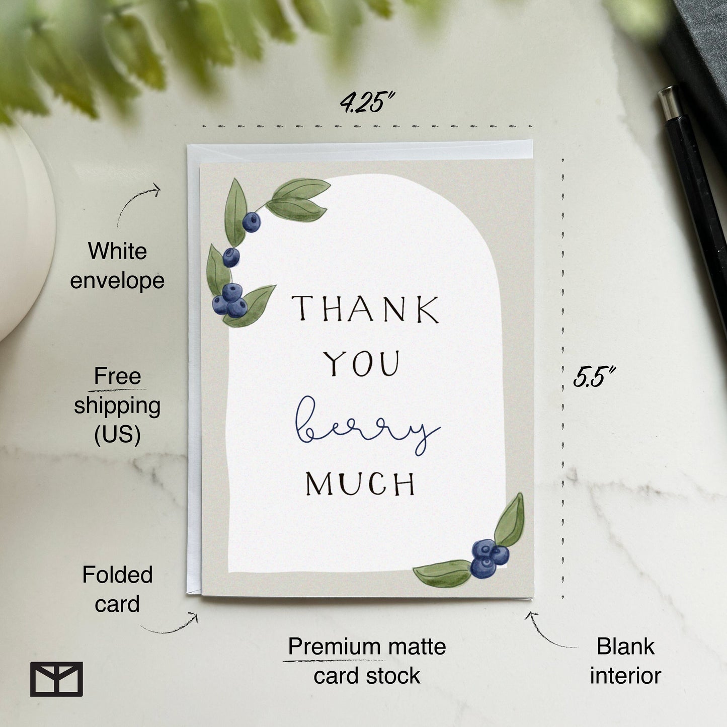 Blueberry Arch Thank You Card