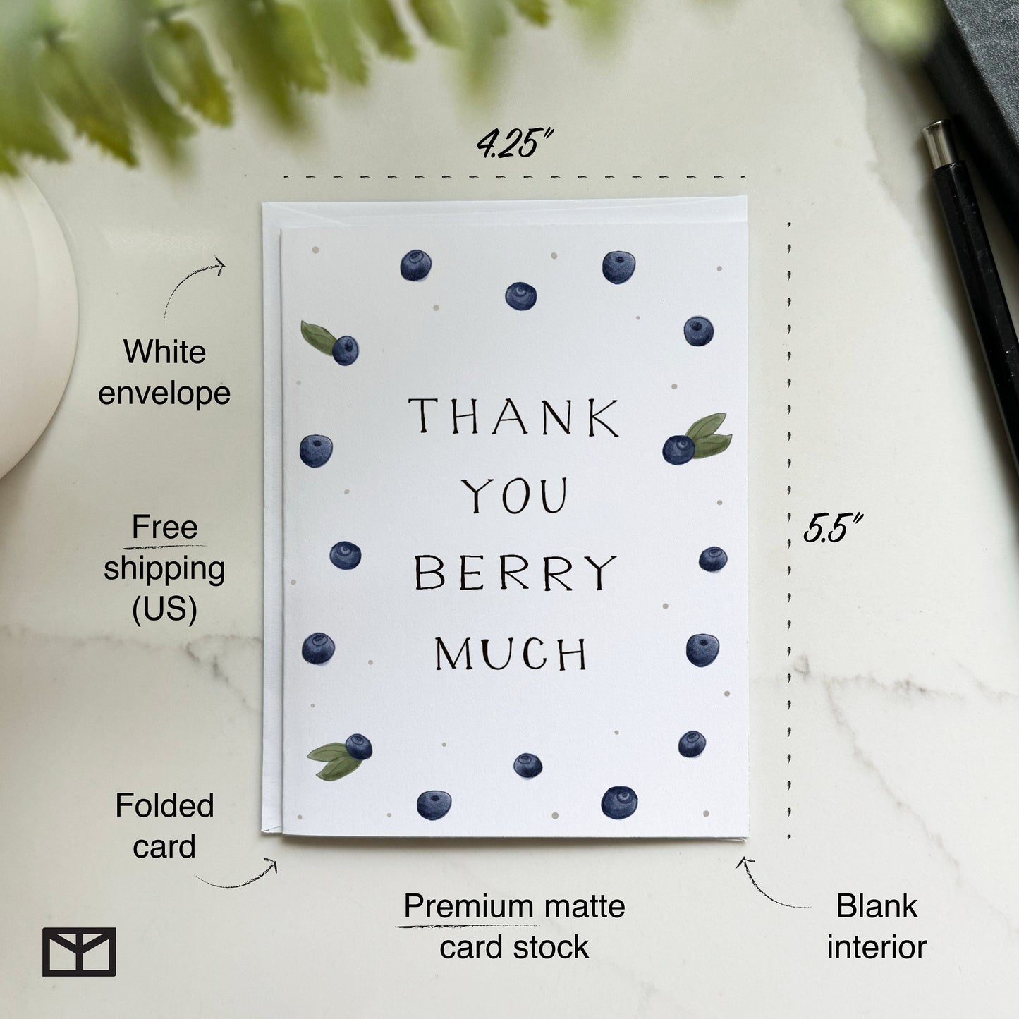 Blueberry Thank You Card