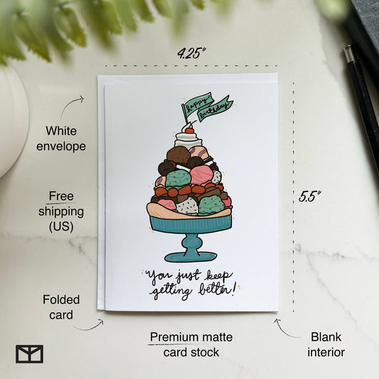 Ice Cream Sundae Birthday Card