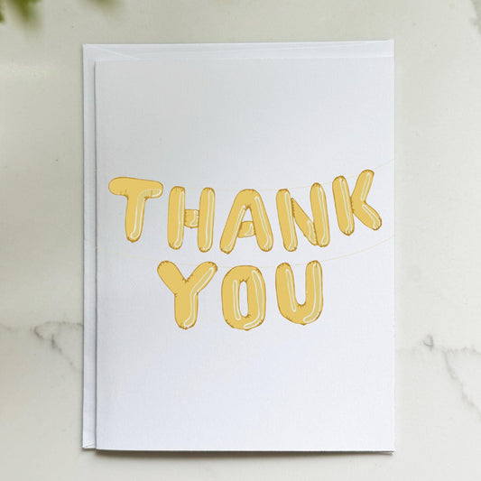Gold Balloon Thank You Card