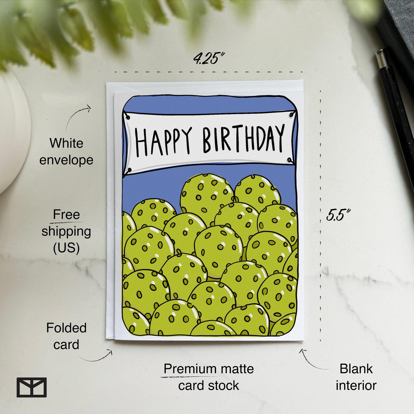 Pickleball Stack Happy Birthday Card