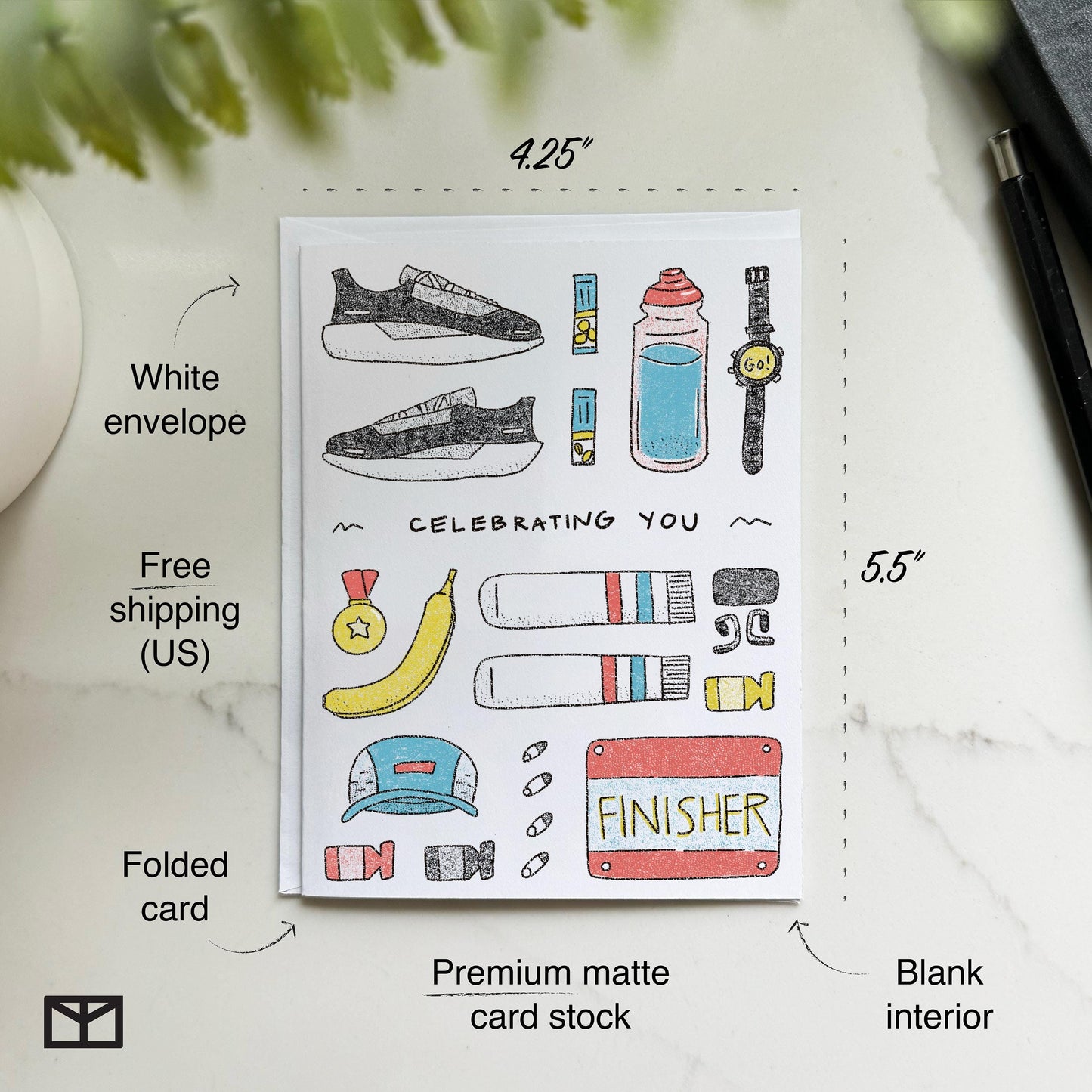 Runner Congratulations Card: Risograph Style Art, Marathon Milestone