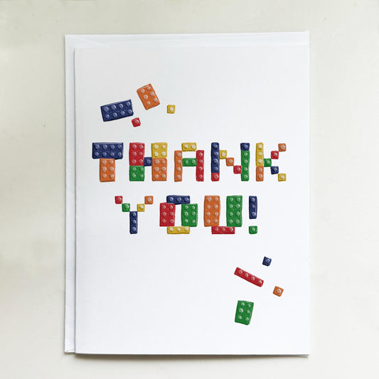 Colorful Building Brick Thank You Card – Toy Lover, Kids, All Ages, Creative Gift